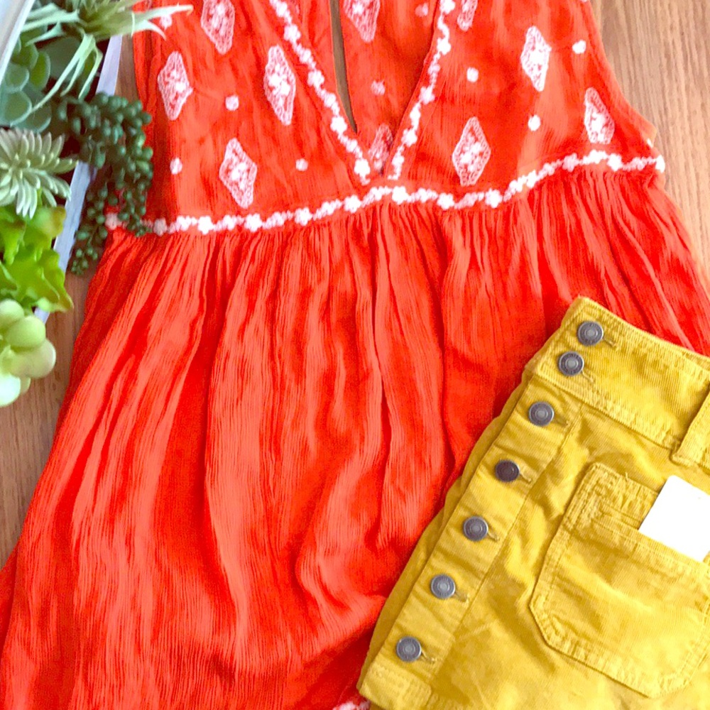 NWT Free People Corduroy mini skirt marigold - Picture 8 of 8